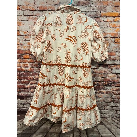 Meadow Rhodes ric rac dress pineapple tropical orange women's small - Picture 2 of 7